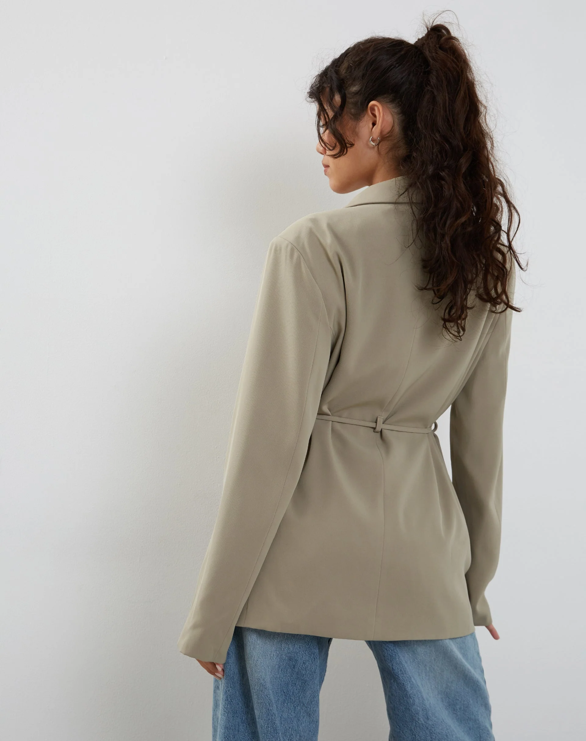 Mayta Tie Waist Blazer in Tailoring Taupe - Image 2