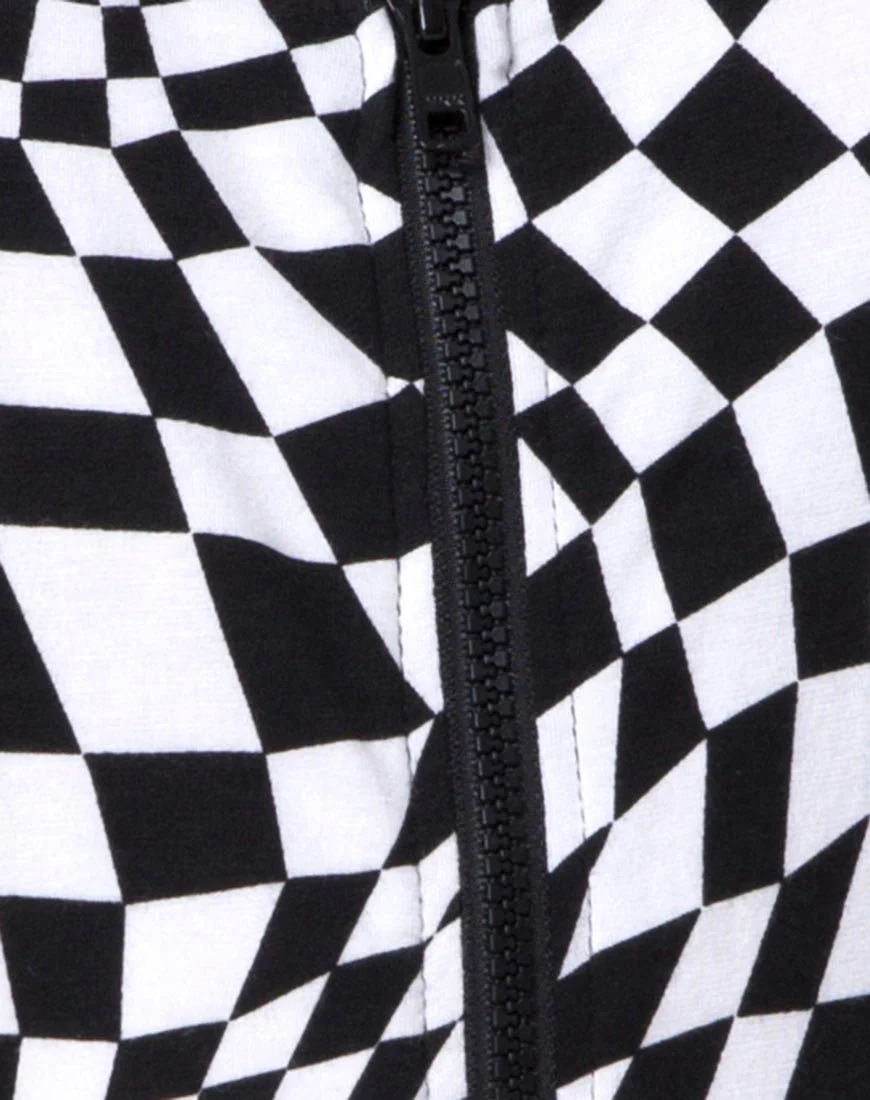 Mebie Mini Dress in Square Flag Black and White - Image 5