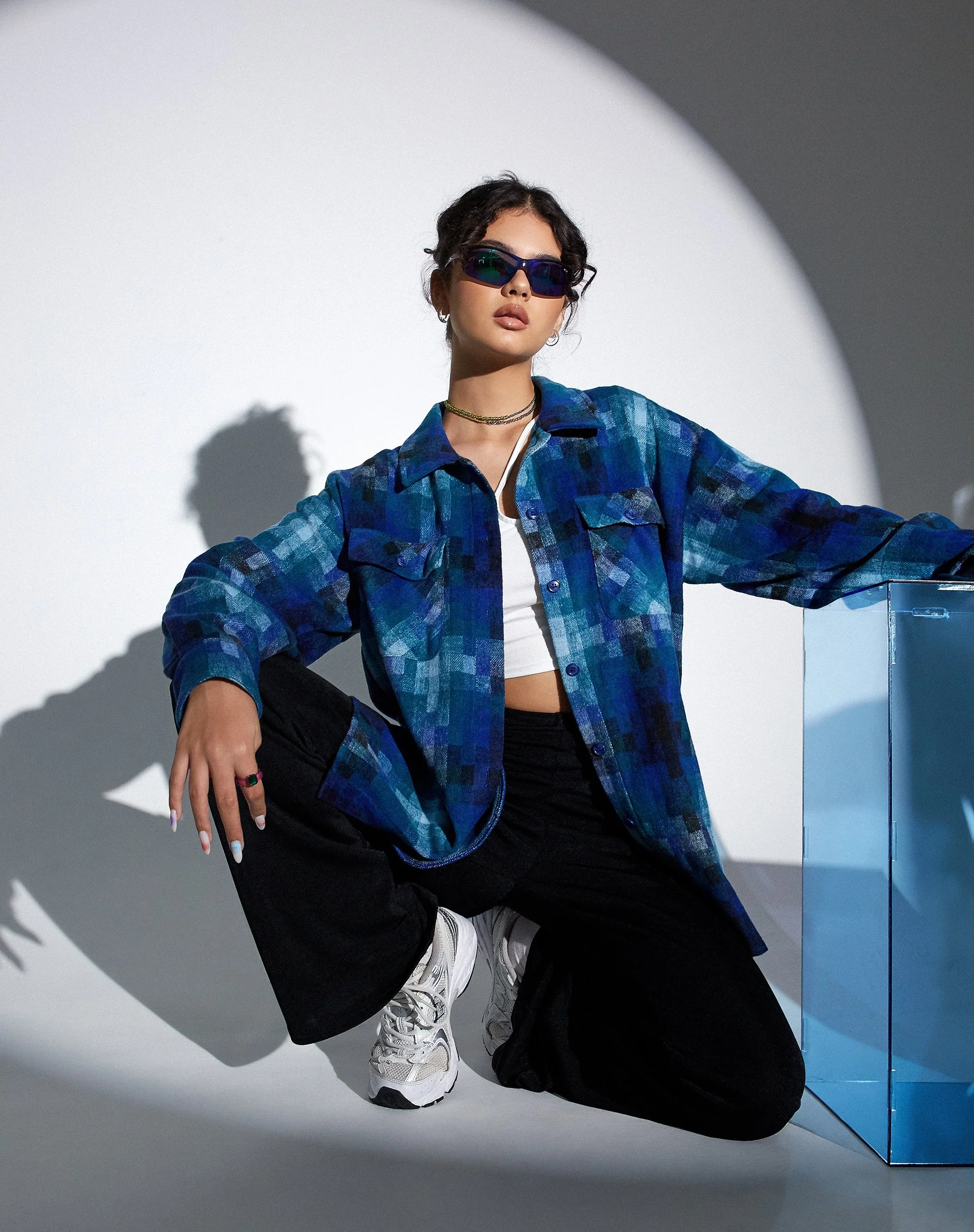 MOTEL X OLIVIA NEILL Medita Shirt in Check Blue - Image 6