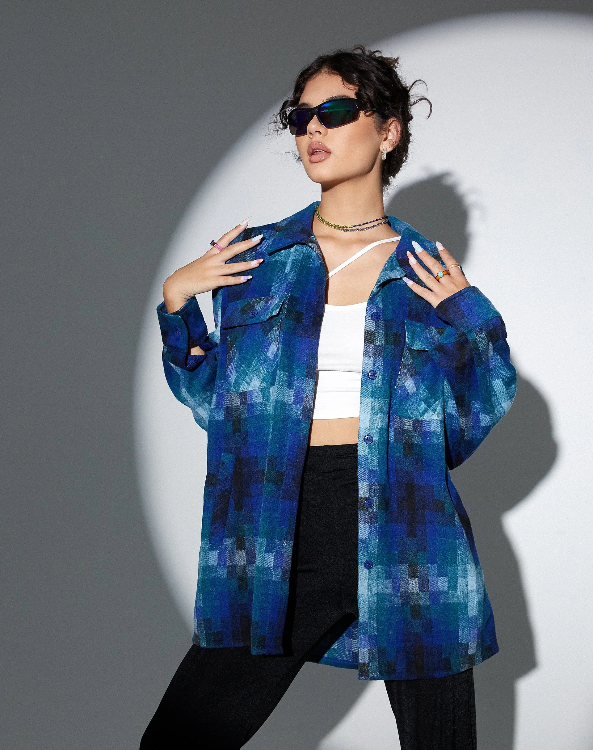 MOTEL X OLIVIA NEILL Medita Shirt in Check Blue - Image 7