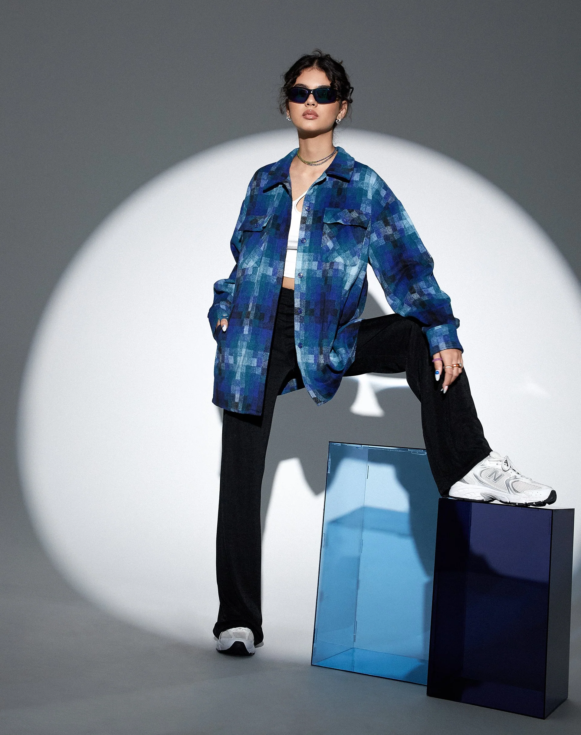 MOTEL X OLIVIA NEILL Medita Shirt in Check Blue - Image 8
