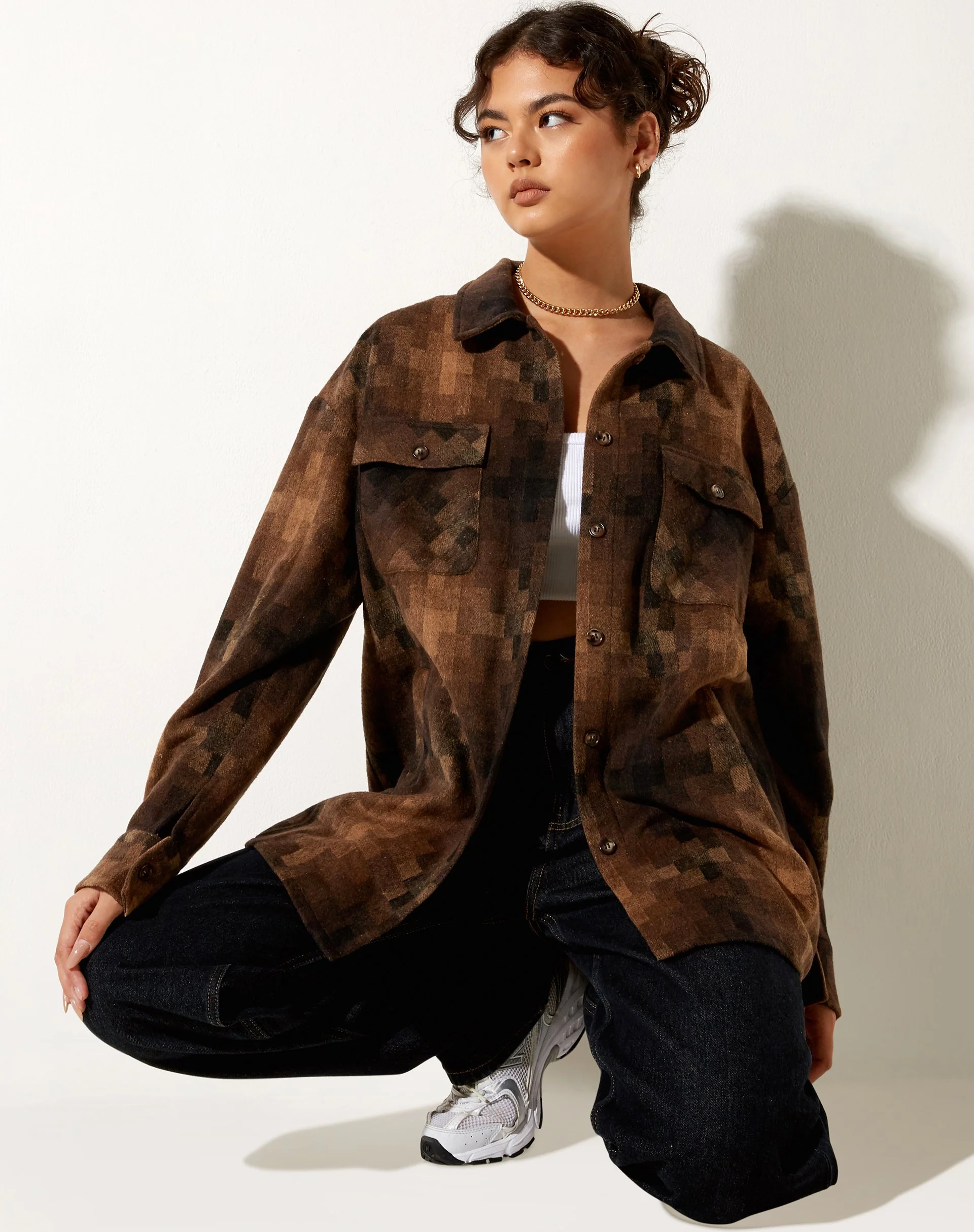 Medita Shirt in Check Brown