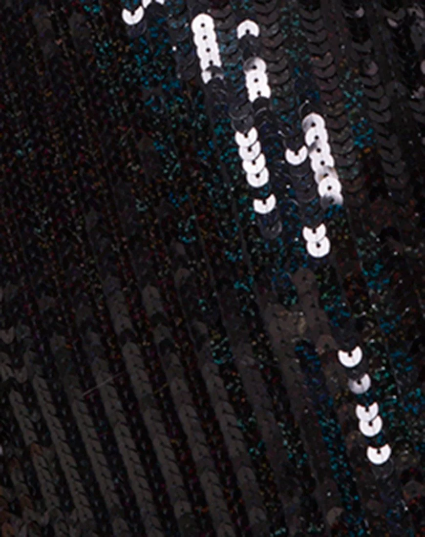Meli Dress and Choker in Fishscale Sequin Black Iridescent - Image 5