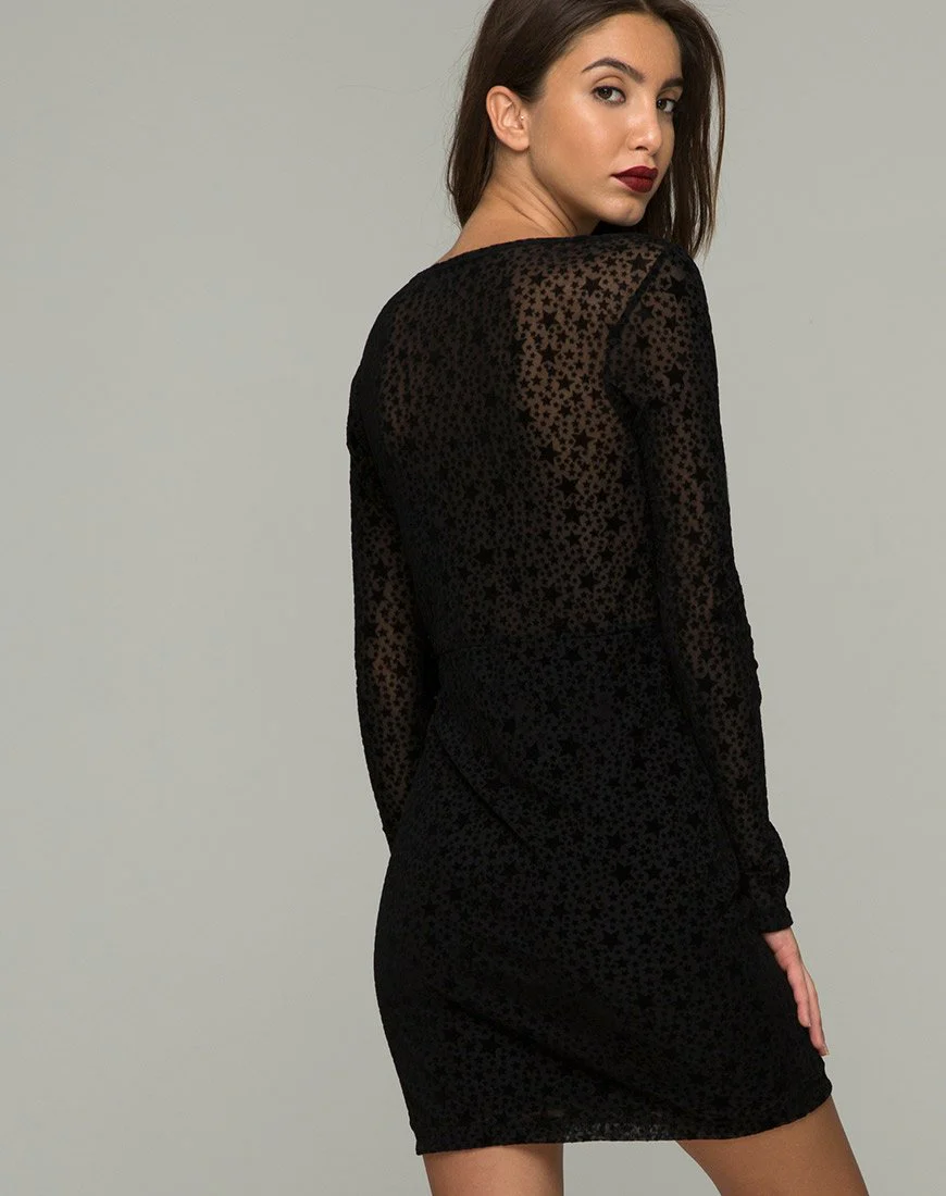 Meli Plunge Dress in Flock Star Lace Black - Image 2