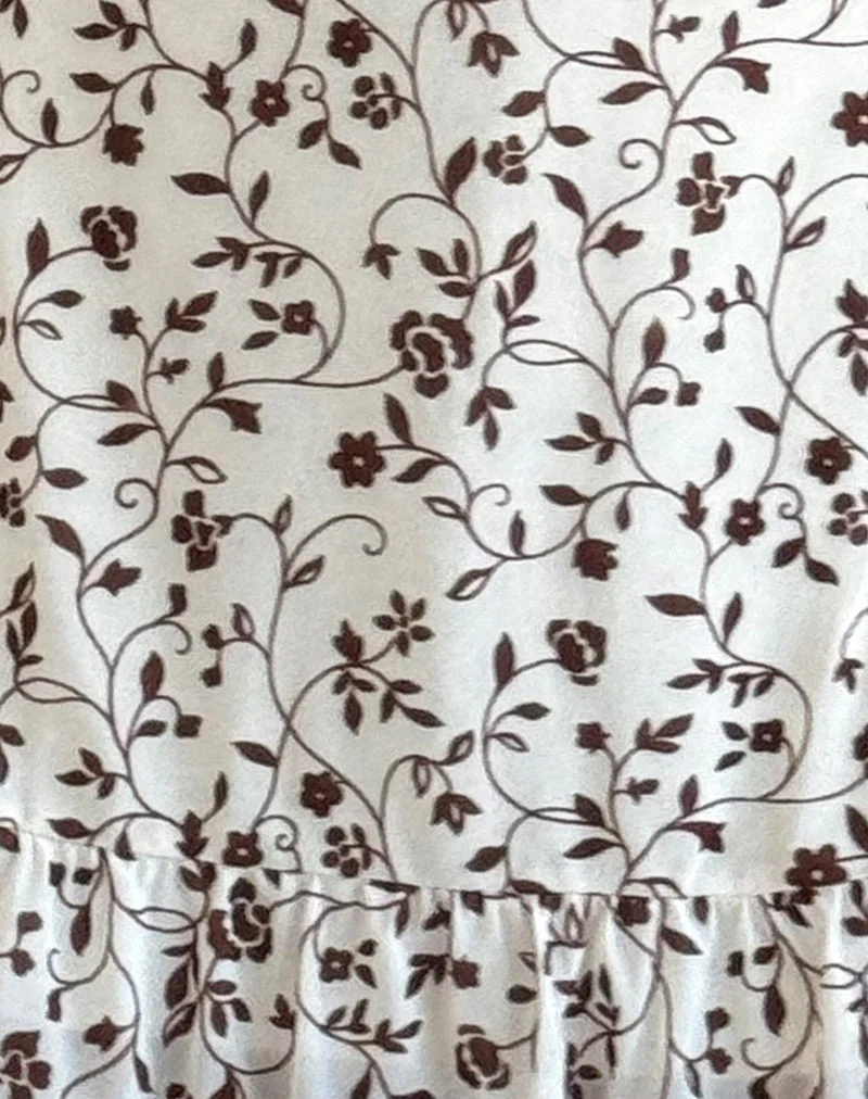 Melva Mini Dress in Brown Stem Flower Flock - Image 6