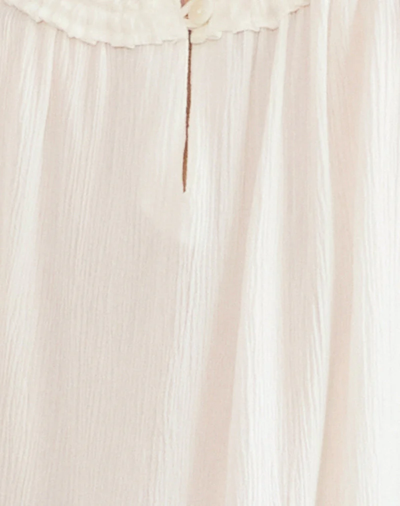 Merisso Scoop Neck Keyhole Top in White - Image 7