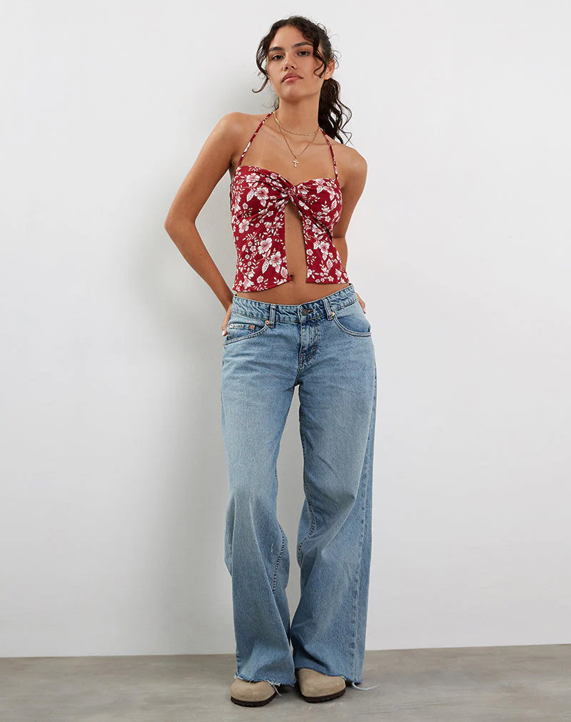 Metra Twist Front Top in Berry Blush Floral - Image 3