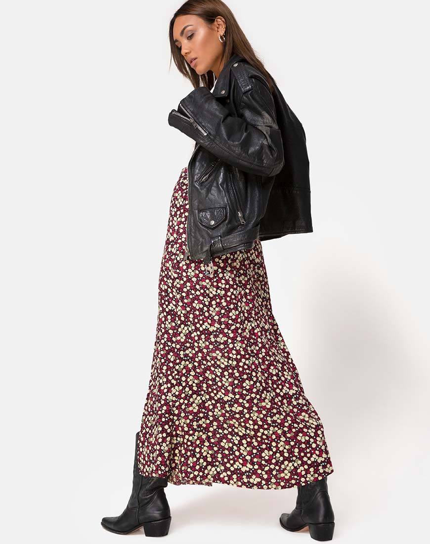 Mica Maxi Skirt in Floral Field Plum - Image 4