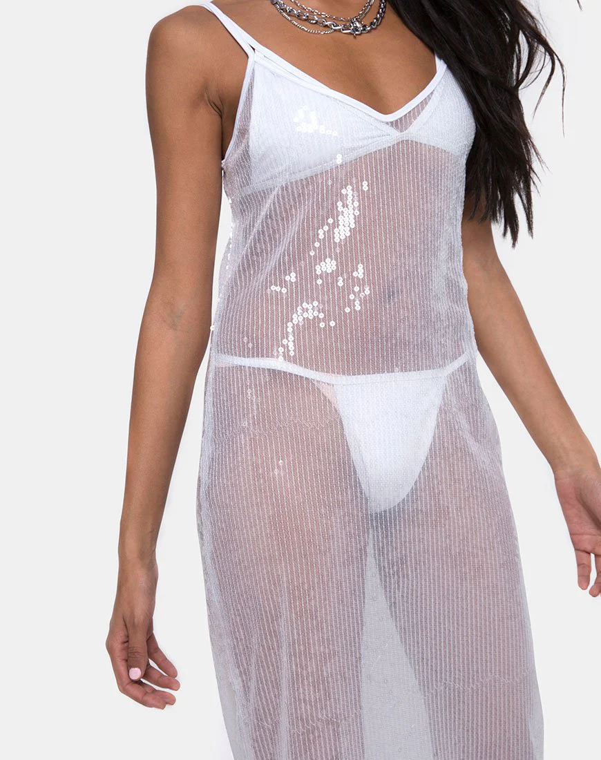 Midnight Sheer Dress in Clear Sequin - Image 5