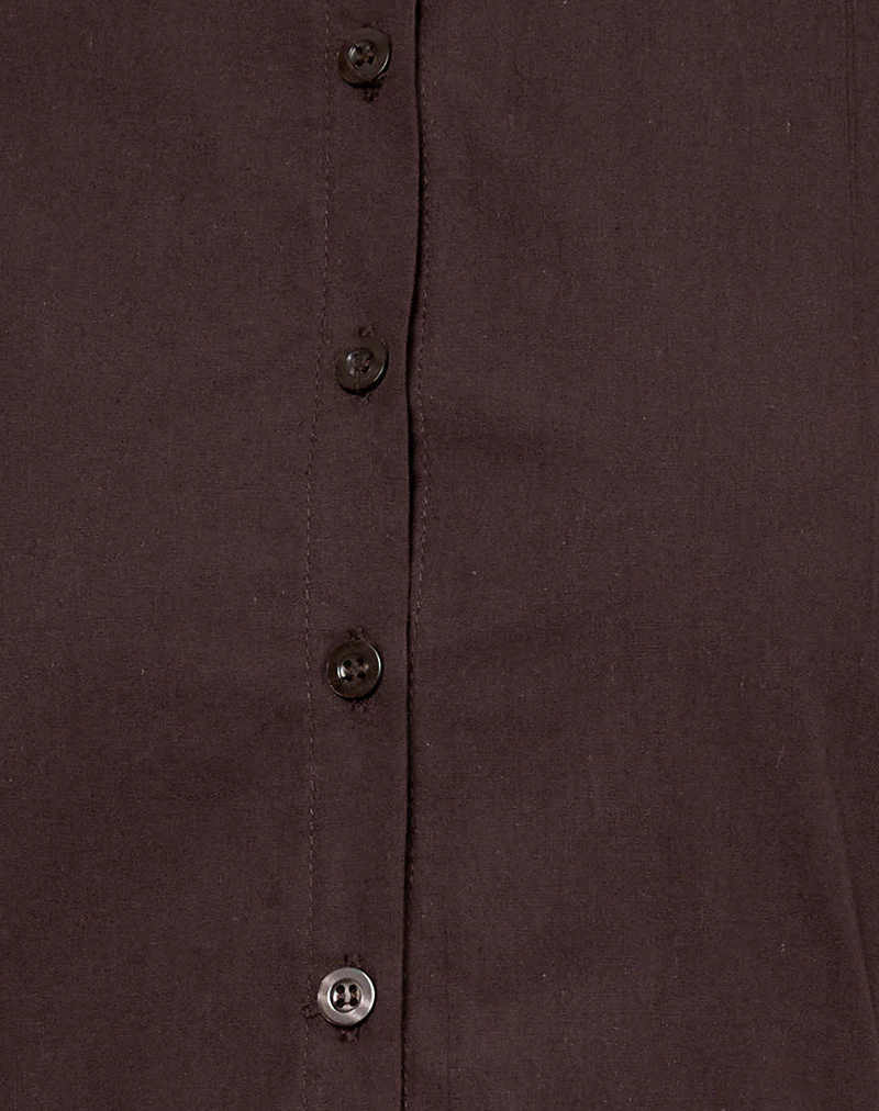 Mikena Collared Dress in Deep Mahogany - Image 6