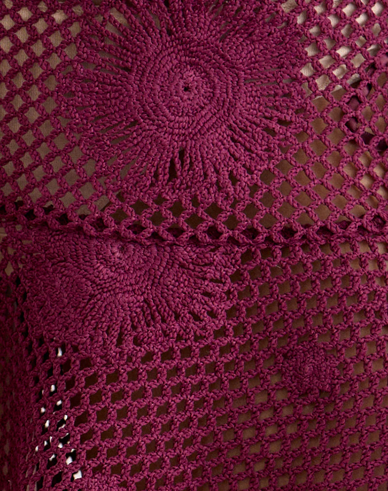 Miki Mini Skirt in Crochet Knit Zinfandel - Image 6