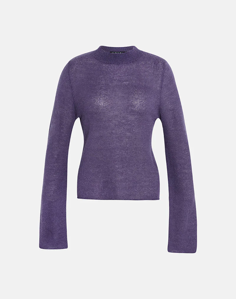 Miku Long Sleeve Top in Sheer Knit Purple - Image 5