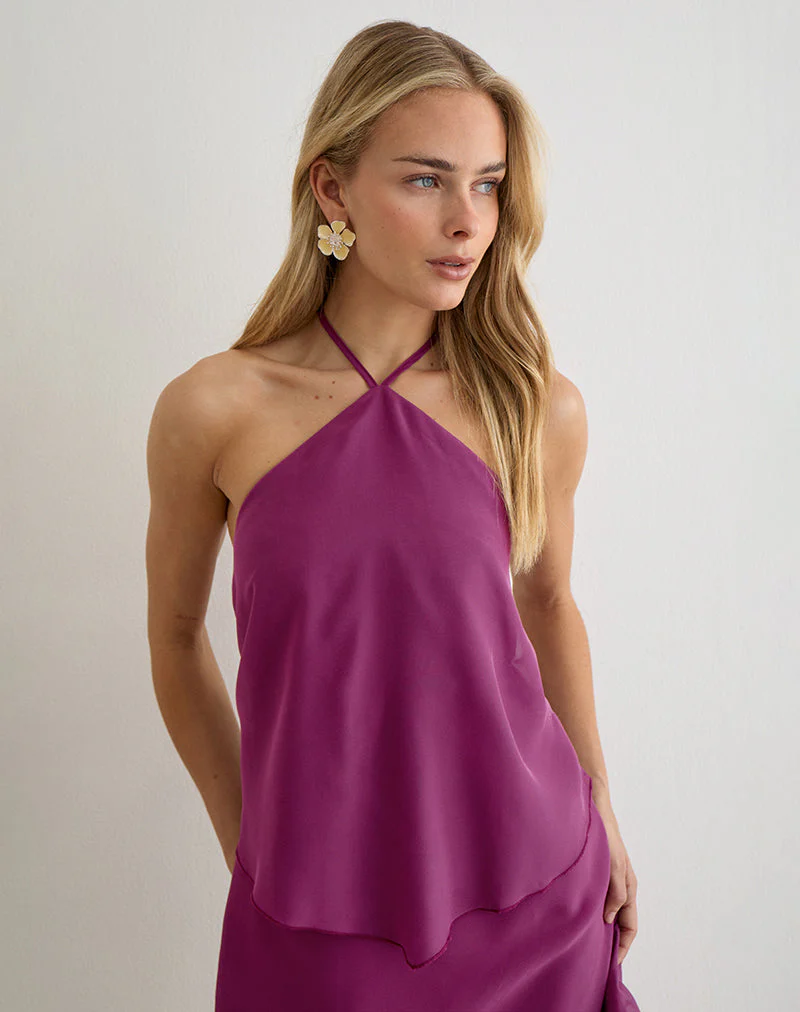 Milaya Mini Dress in Chiffon Berry - Image 2