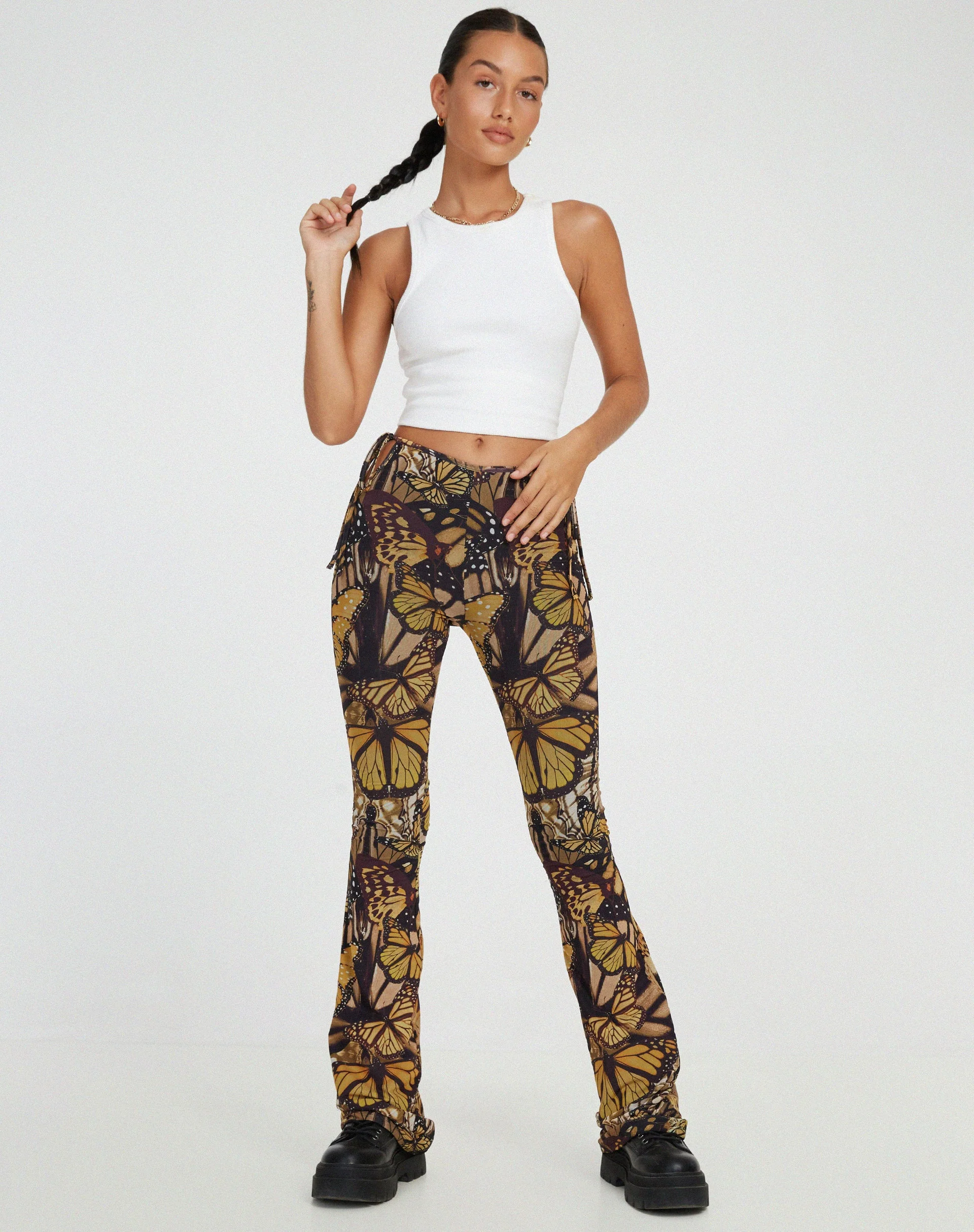 Mileri Flare Trousers in Butterfly Gold - Image 5