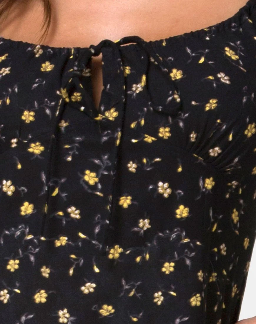 Milla Midi Dress in Pretty Petal Black - Image 5