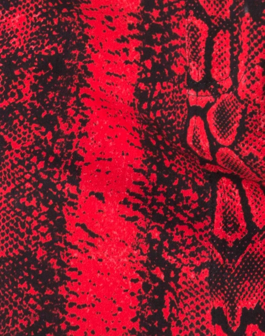 Mini Broomy Skirt in Red Snake - Image 5