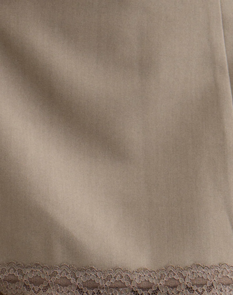 Minya Mini Skrt with Lace Trim in Taupe - Image 6