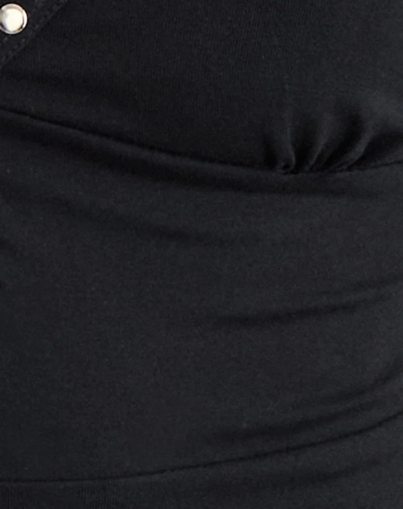 Mioto Keyhole Halterneck Top with Studs in Rayon Black - Image 8