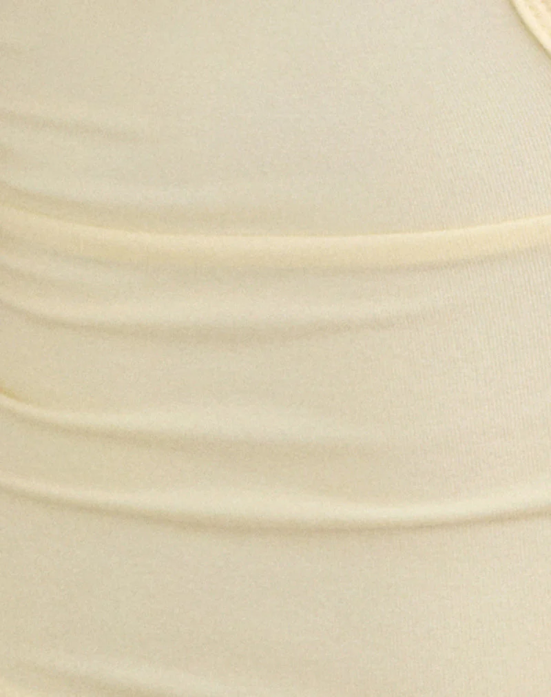 Mioto Keyhole Halterneck Top with Studs in Rayon Lemon - Image 5