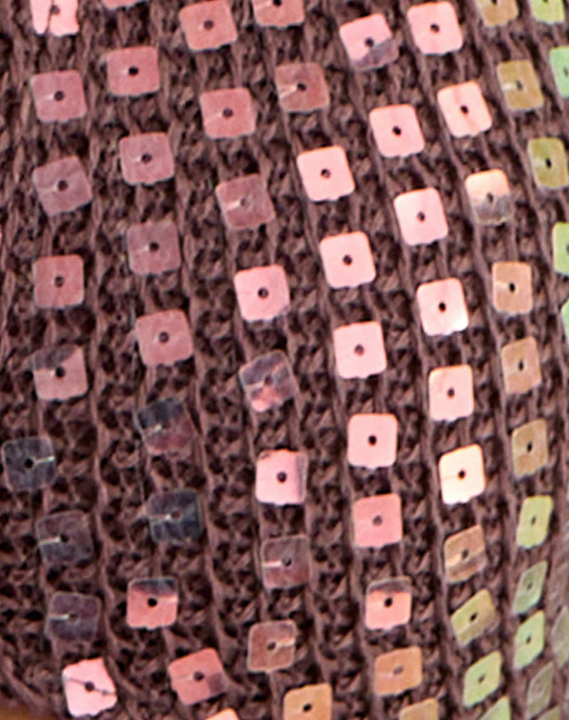 Mirea Shrug Top in Sequin Knit Dark Brown - Image 8