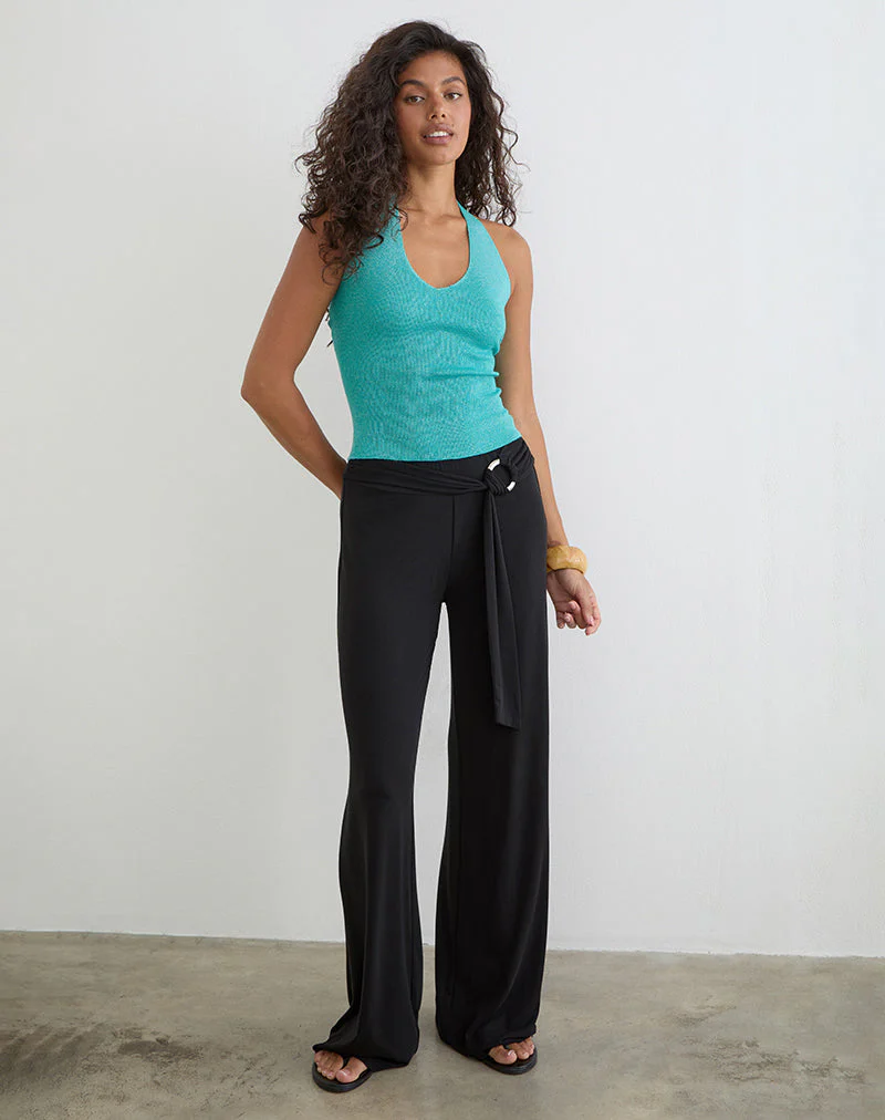 Mirelda Halterneck Top in Lurex Blue - Image 4