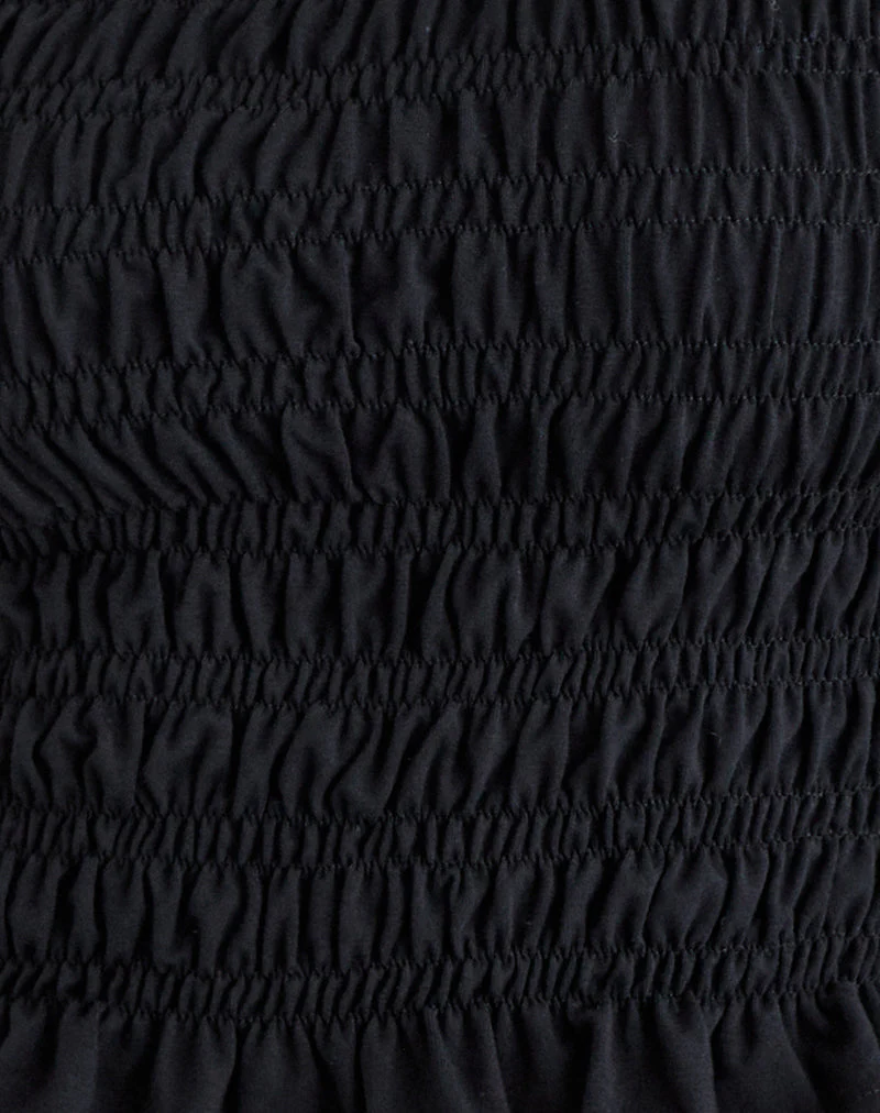Mirita Shirred Top in Black - Image 6
