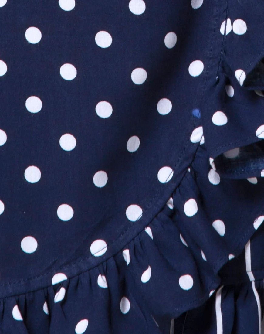Miza Mini Skirt in Spot and Stripe Navy - Image 5
