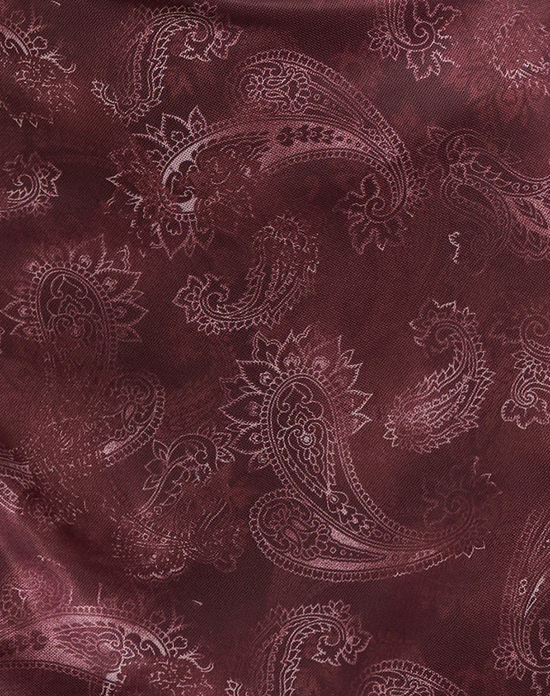 Modena Long Sleeve Mini Dress in Tonal Paisley Plum - Image 6