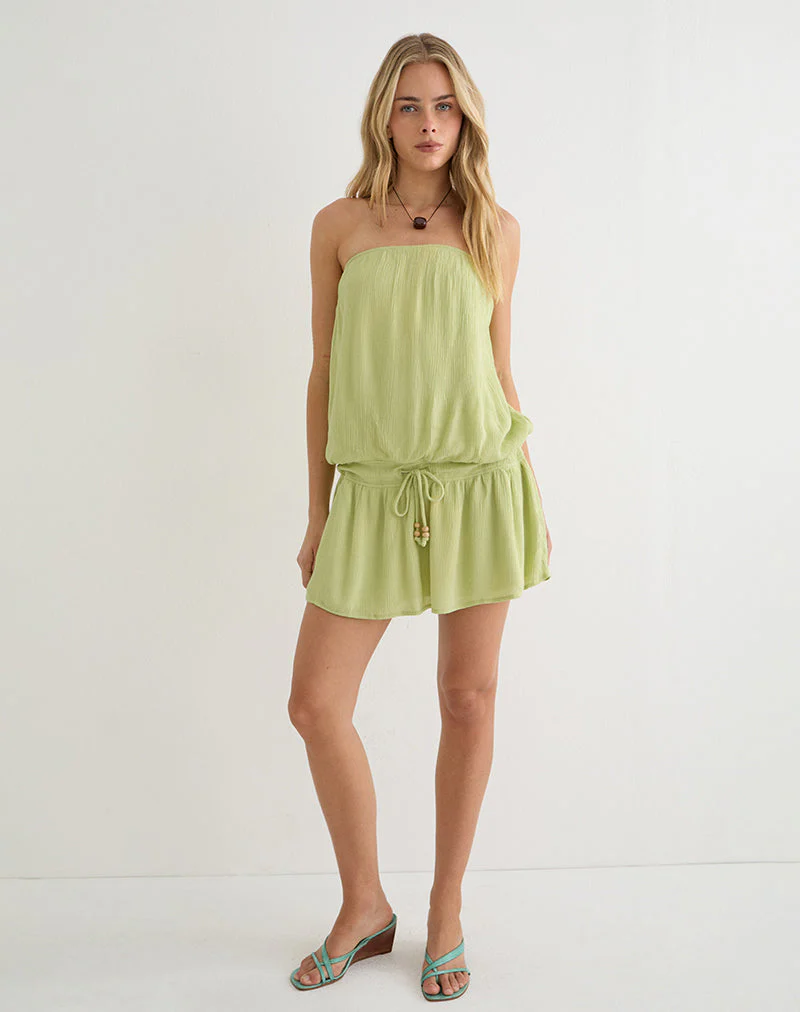 Moka Mini Dress in Crinkle Pistachio - Image 3