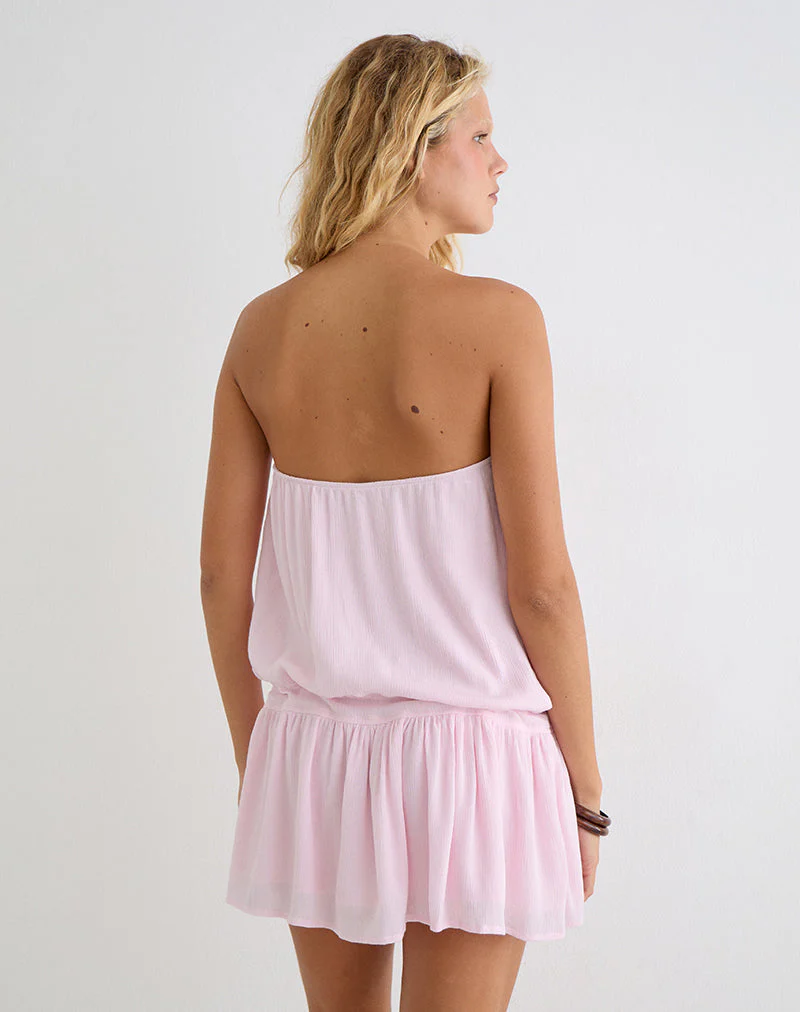 Moka Mini Dress in Crinkle Light Pink - Image 6
