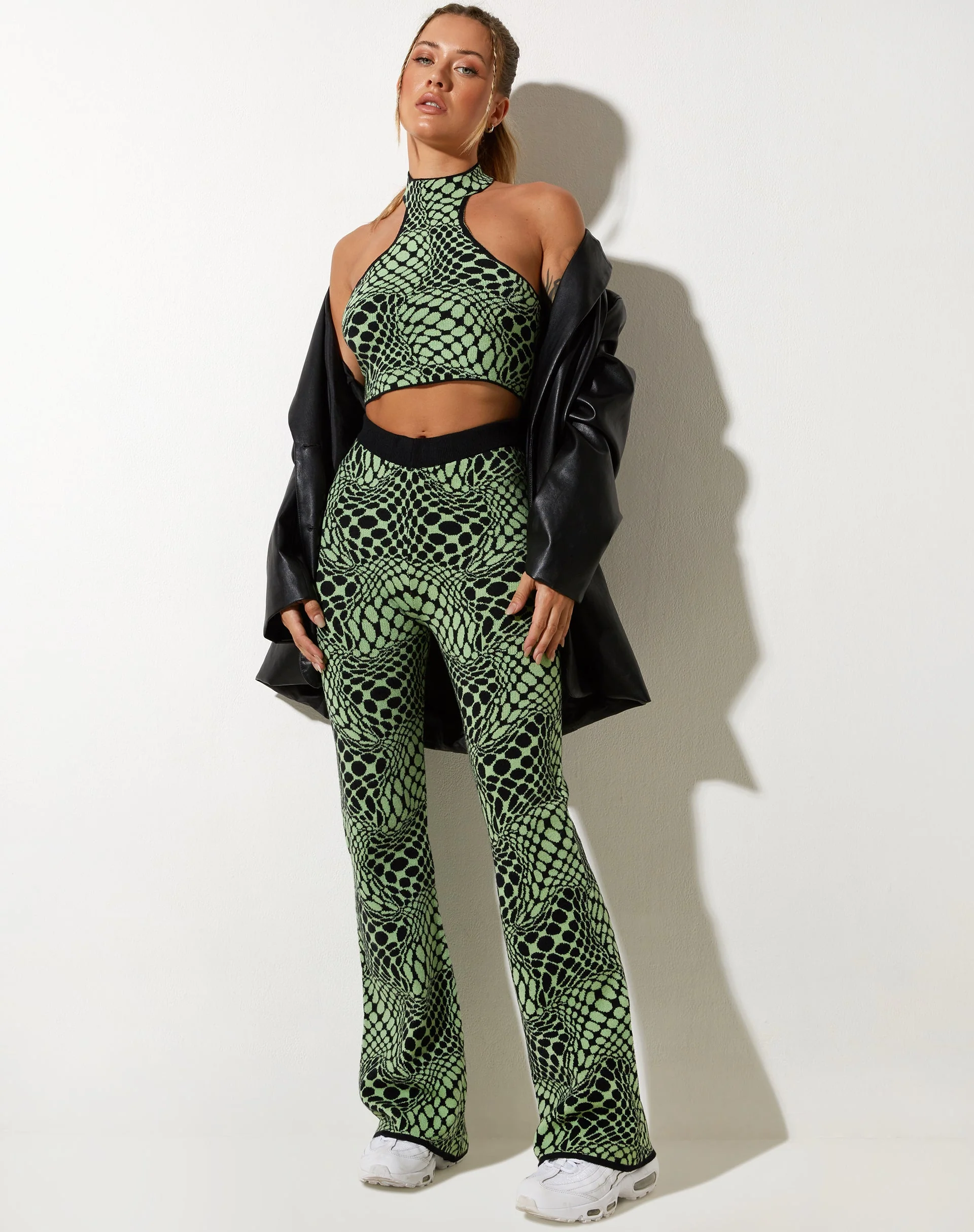 Molisa Crop Top in Geo Polka Arcadian Green - Image 4