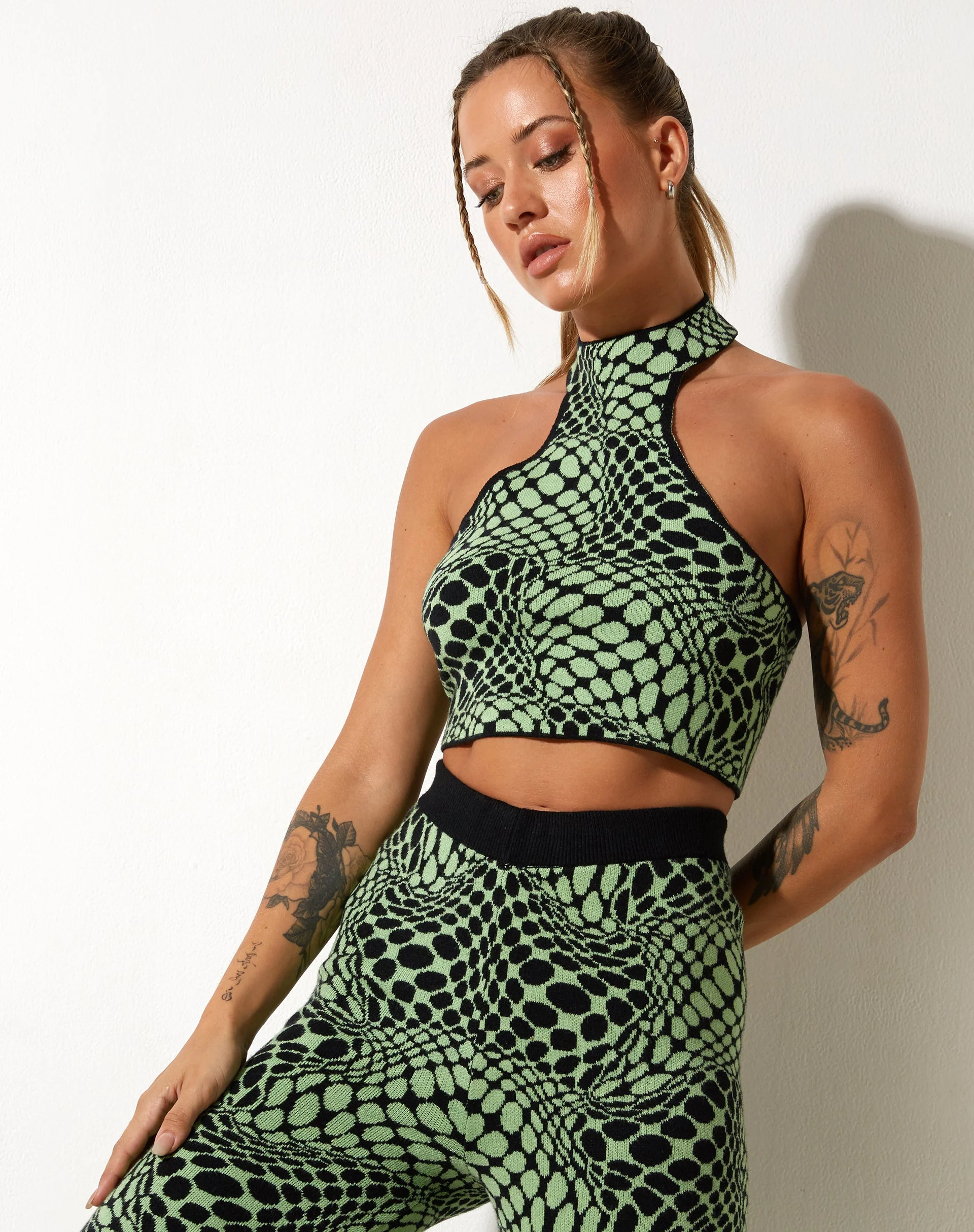 Molisa Crop Top in Geo Polka Arcadian Green - Image 5