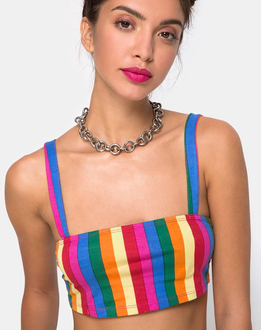 Monira Crop Top in Good Times Stripe X Princess Polly