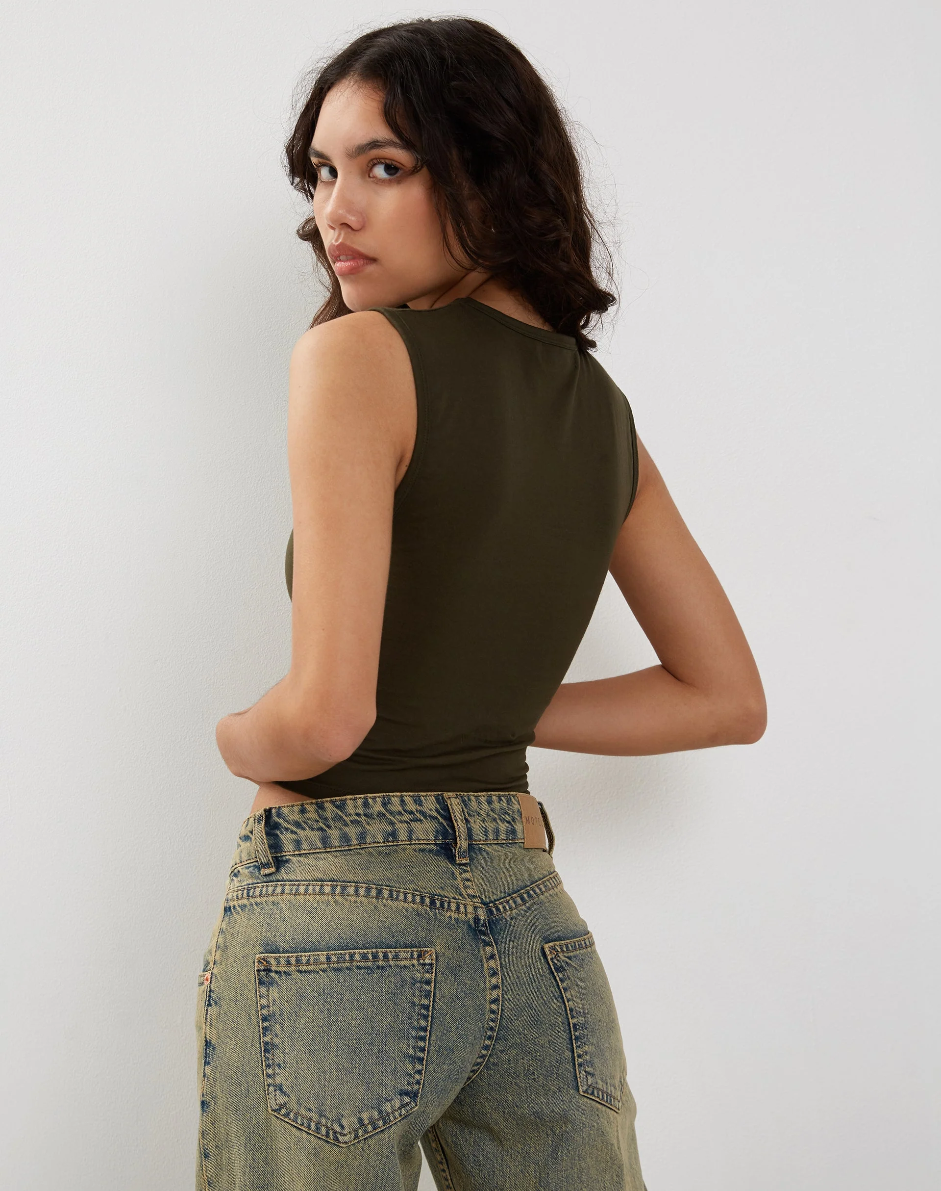 Monlo Vest Top in Olive - Image 3
