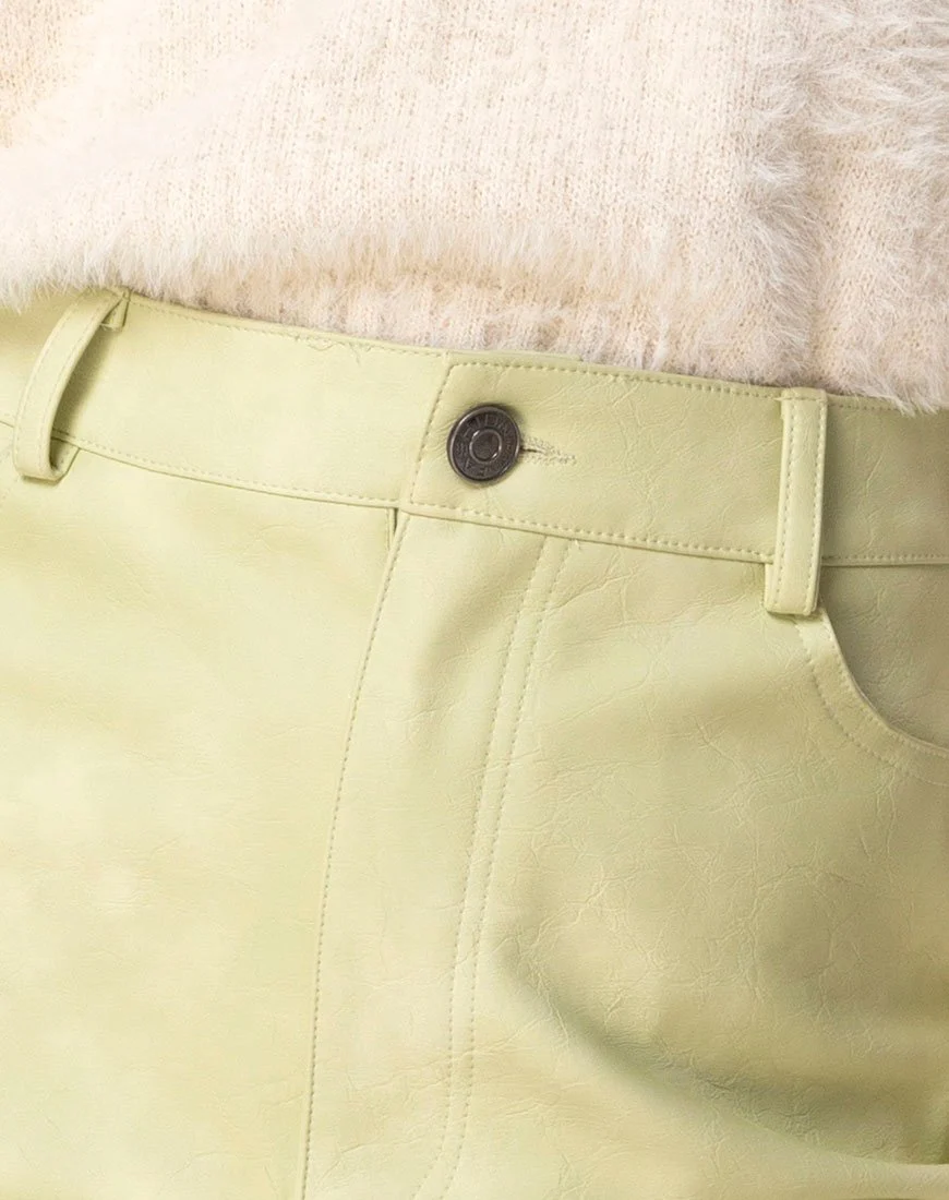 Mori Skirt in PU Light Green - Image 7