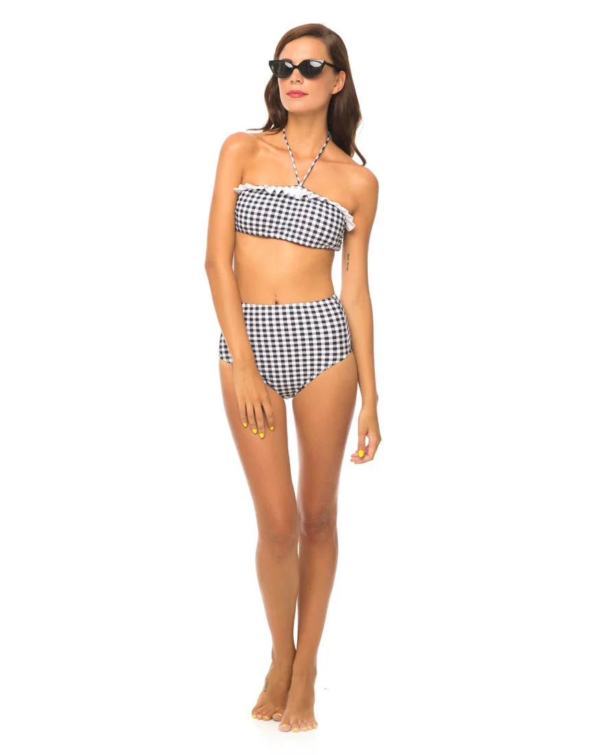 Motel Dosey Halter Neck Bikini Top in Gingham - Image 2