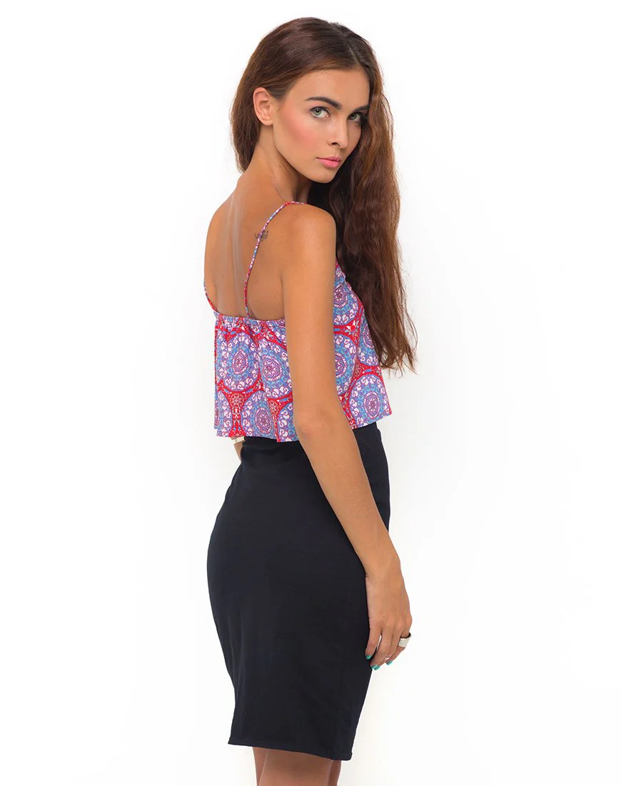 Motel Slip Cami Crop in Mandala Red - Image 2