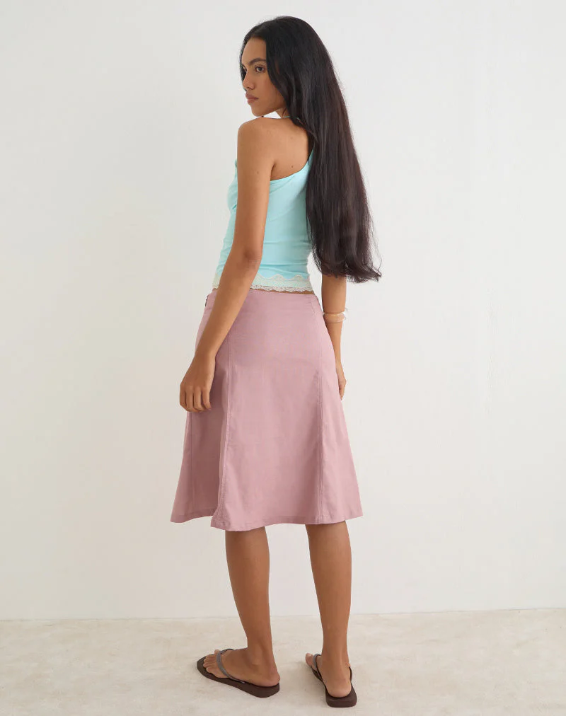 Muhita Midi Skirt in Linen Dusty Rose - Image 4