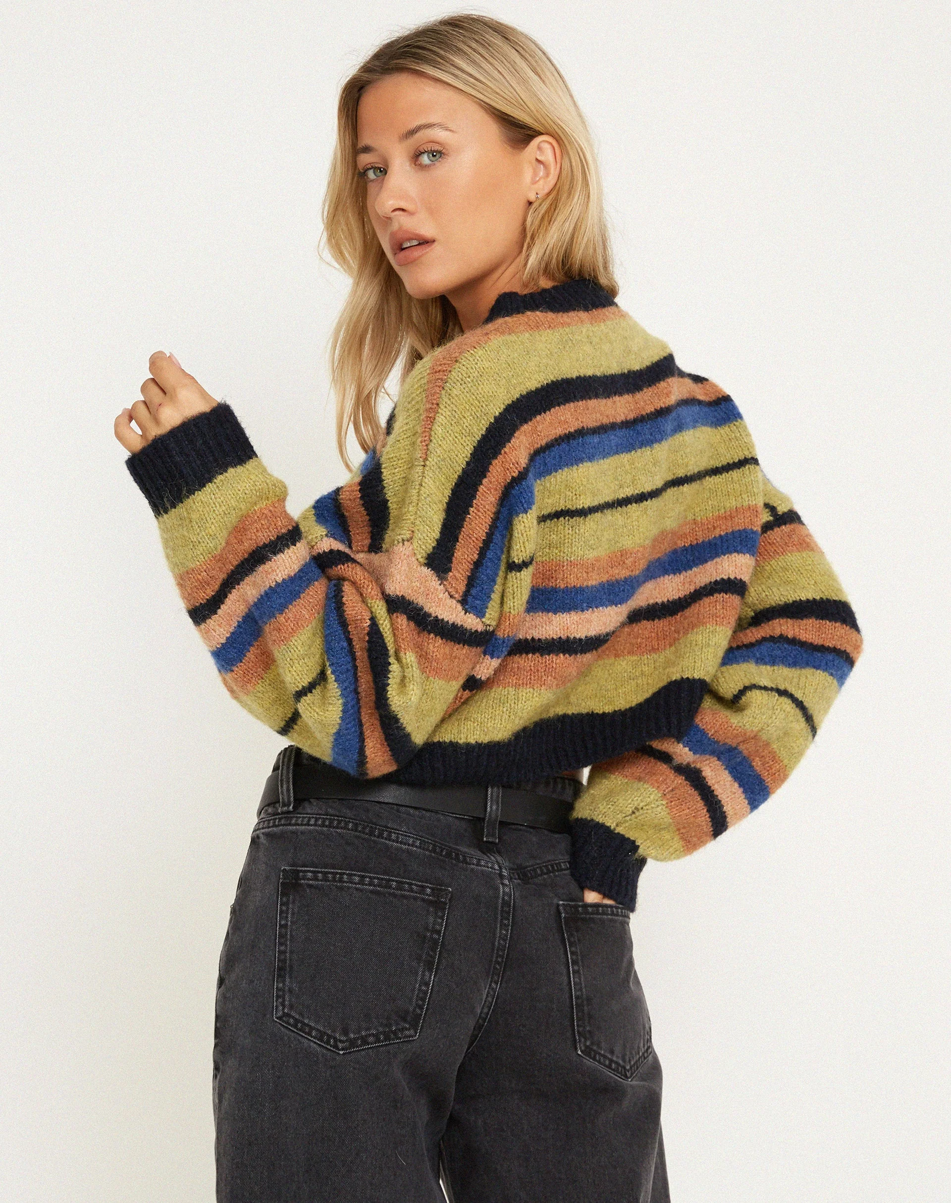 Munella Knitted Jumper in Mixed Stripe - Image 4