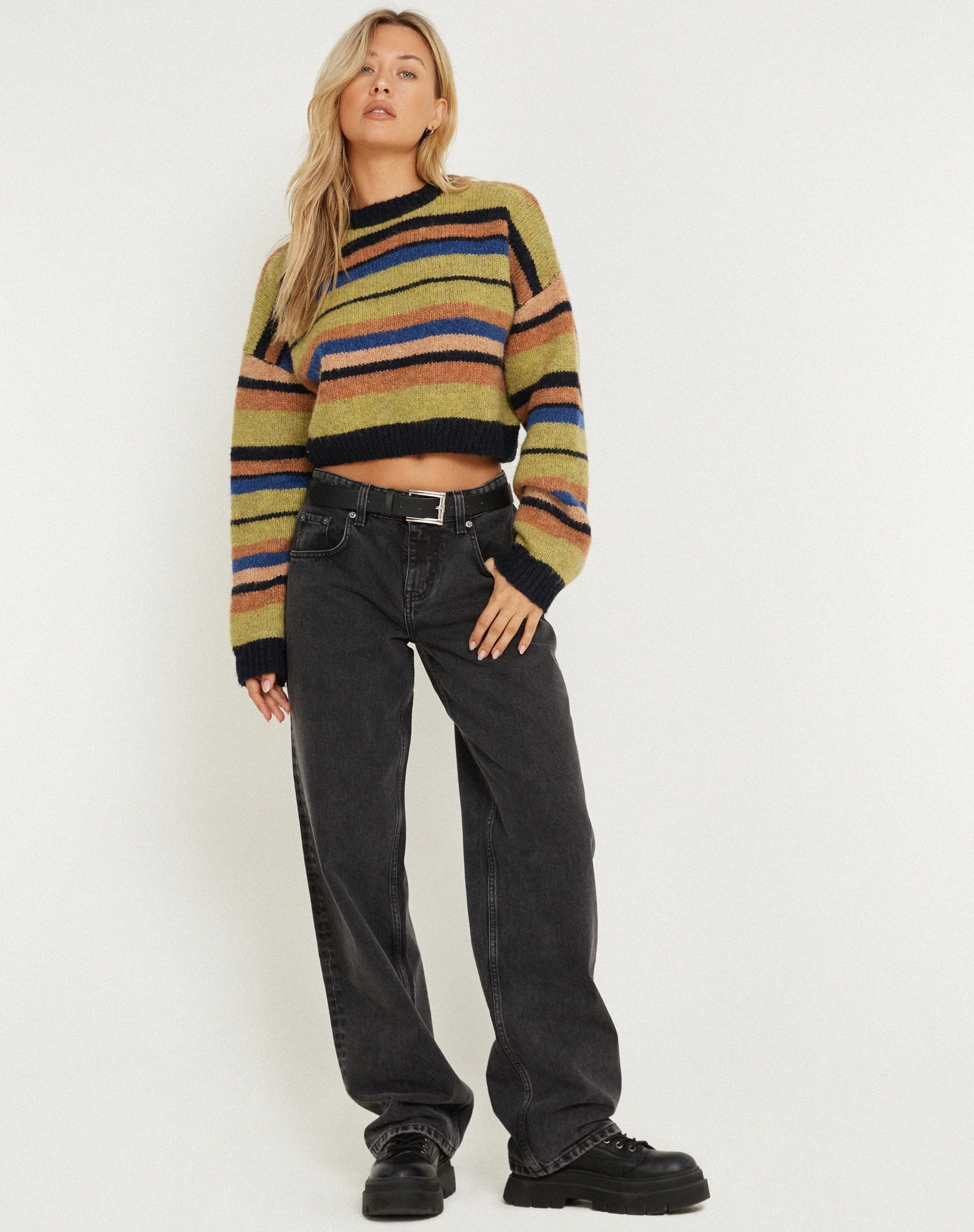 Munella Knitted Jumper in Mixed Stripe - Image 5