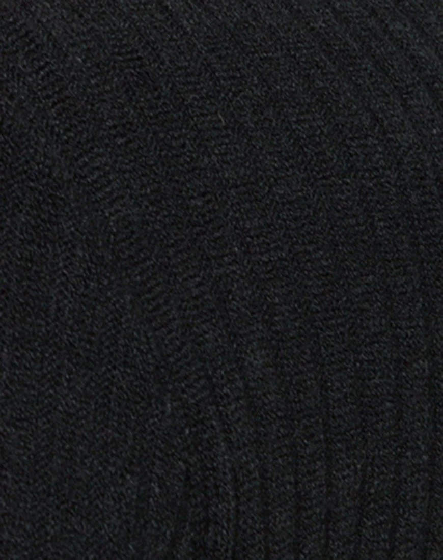 Mya Cutout Dress in Rib Knit Black - Image 5