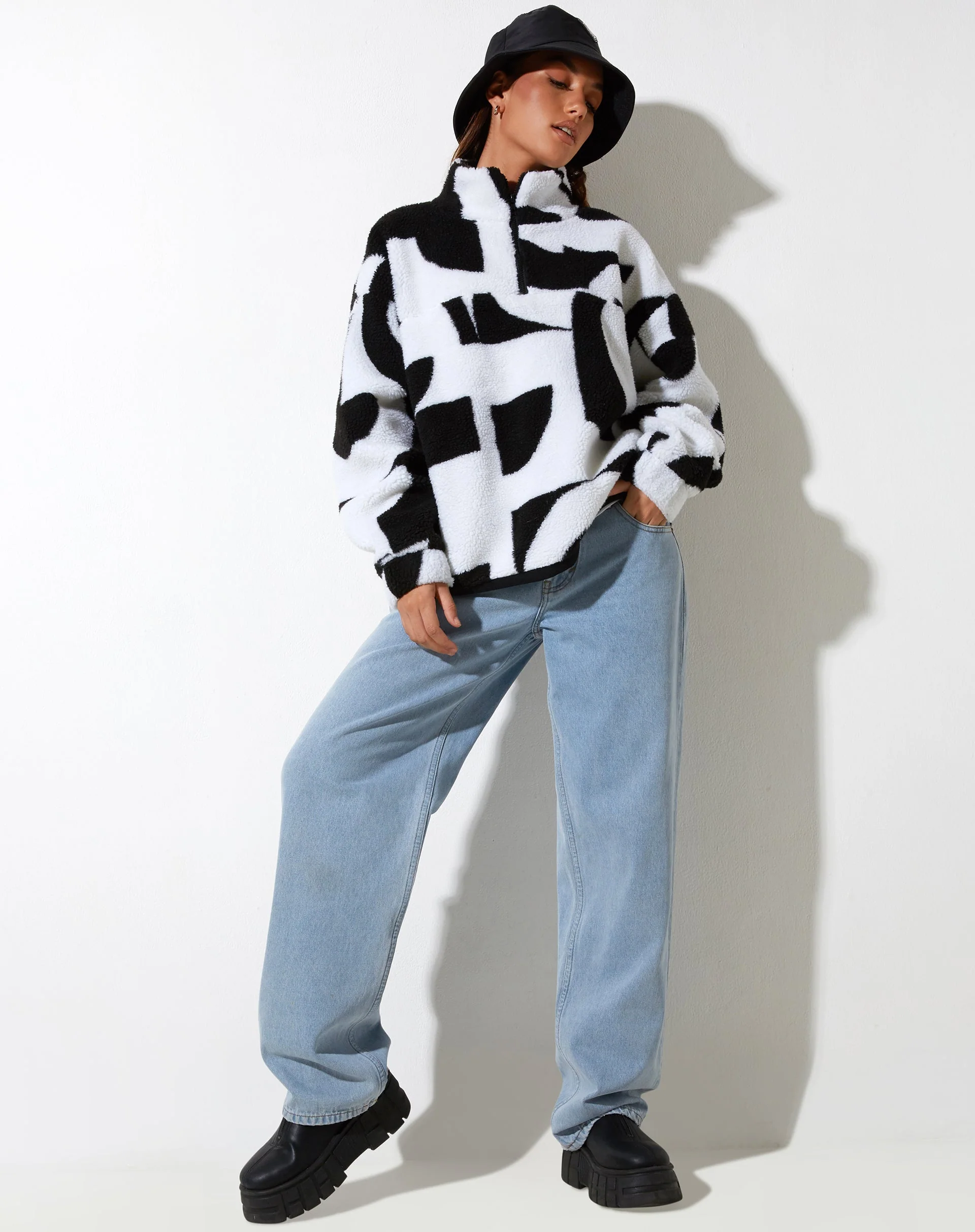 Naira Jacket in Geo Black and White - Image 4