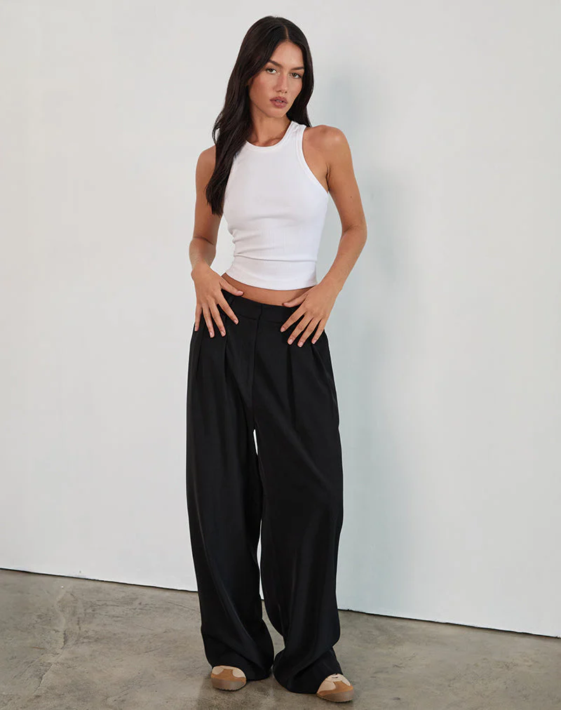 Nala Pleated Trouser in Tailoring Black - Image 3
