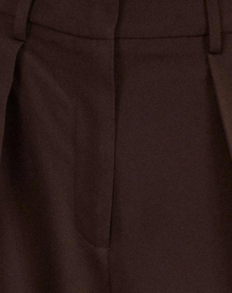Nala Wide Pleat Trousers in Bitter Chocolate - Image 6