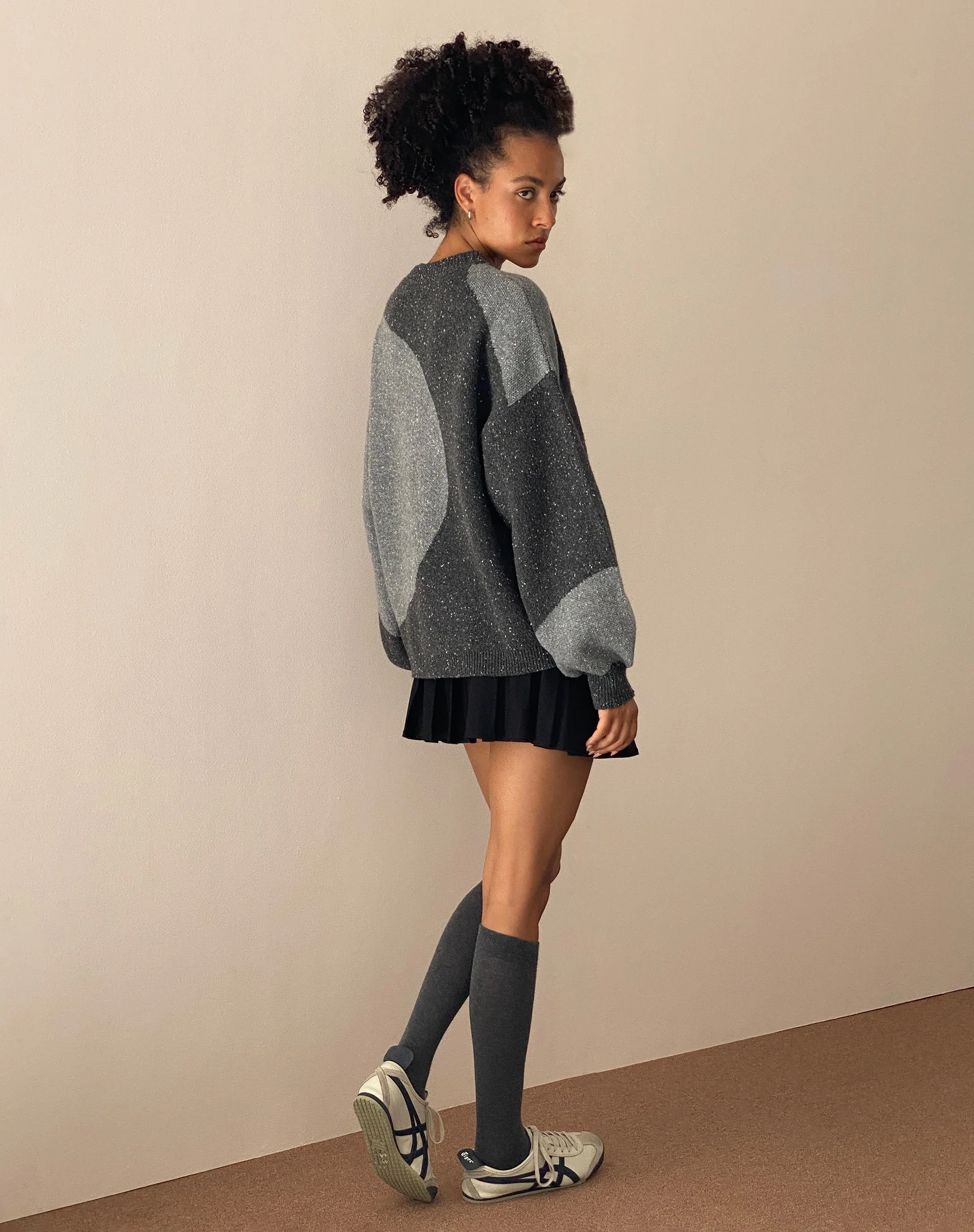 Namari Jumper in Black and Charcoal Mix Knit - Image 3