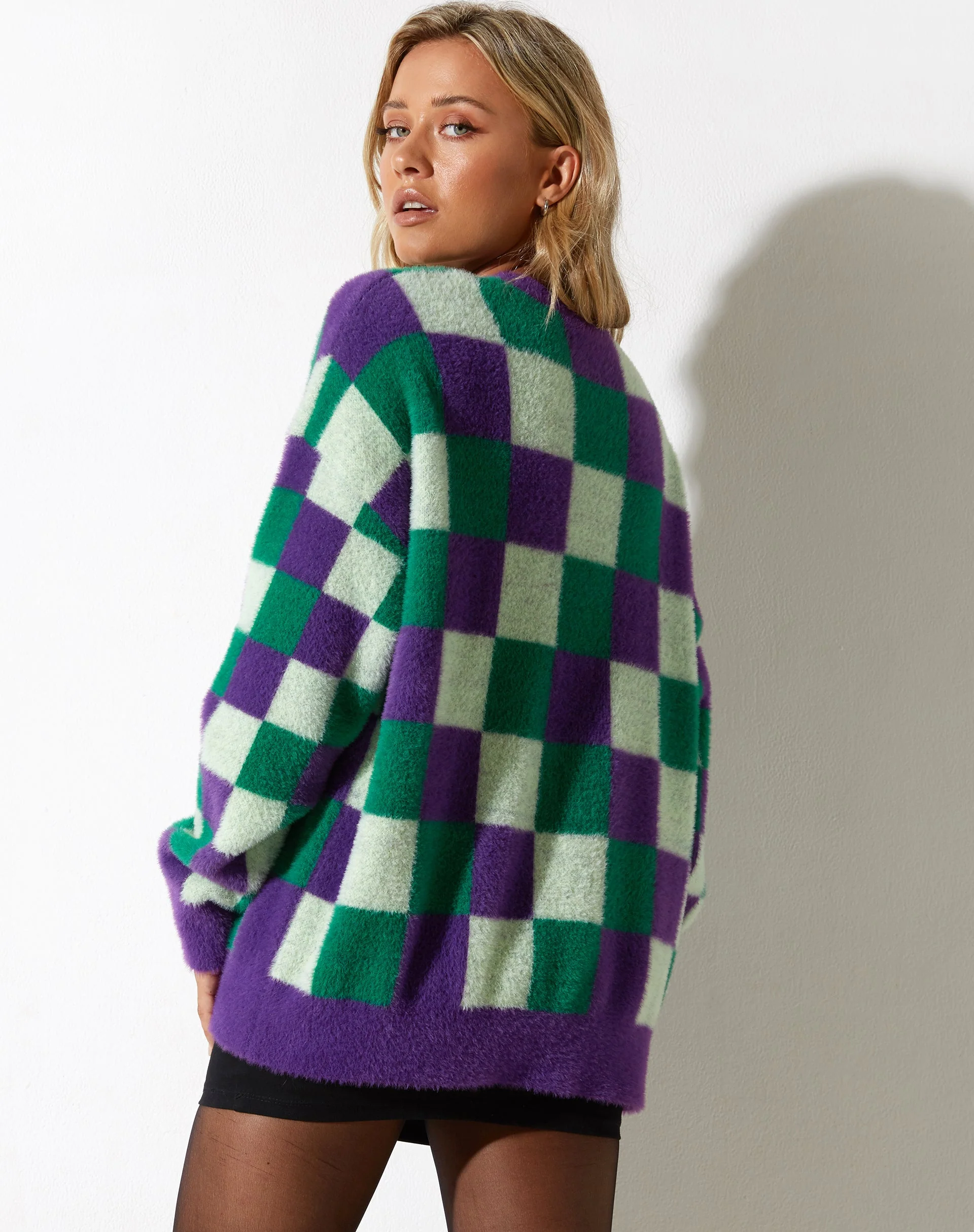 Namari Jumper in Check Green Purple - Image 2
