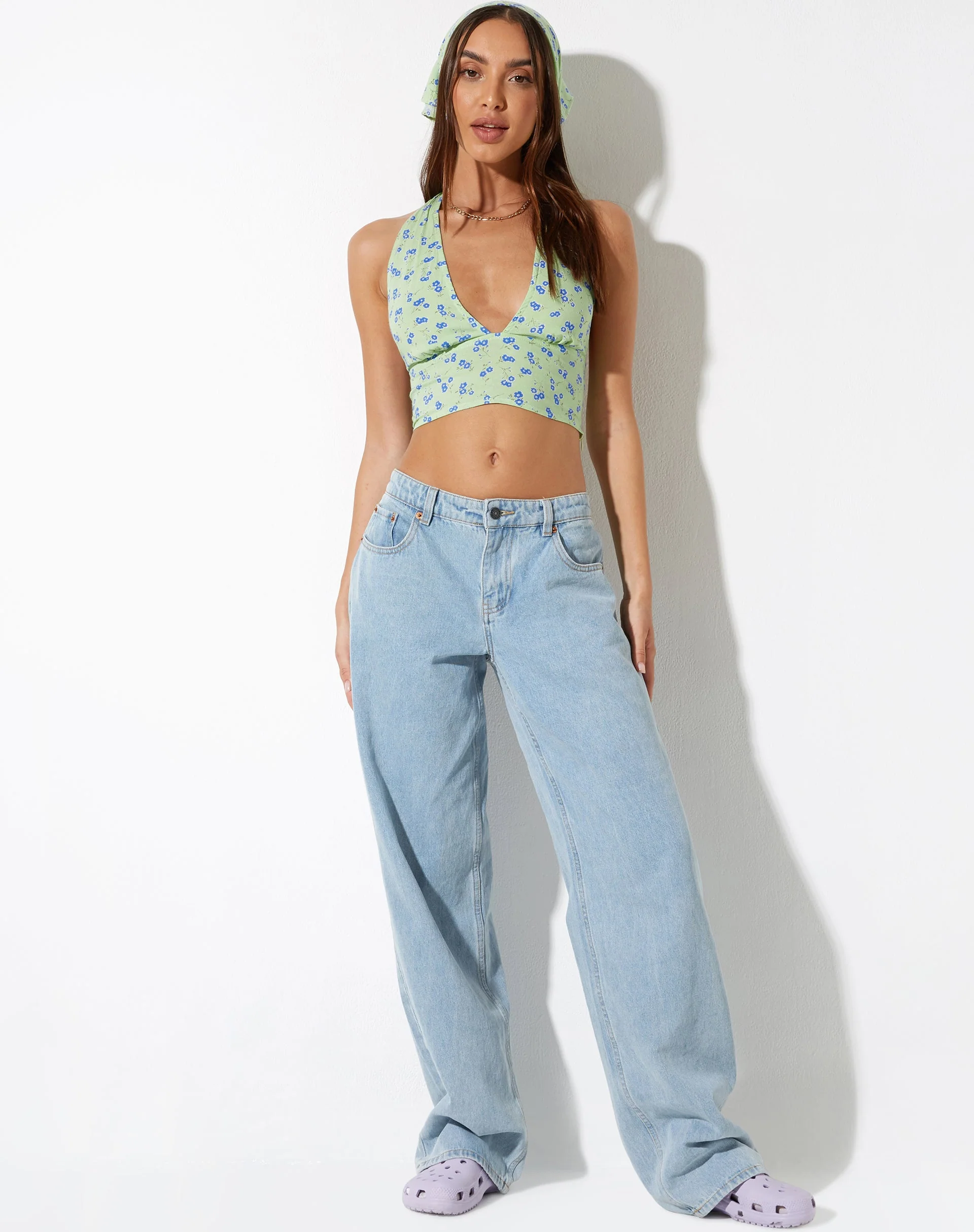Nanda Crop Top in Lime Floral - Image 5