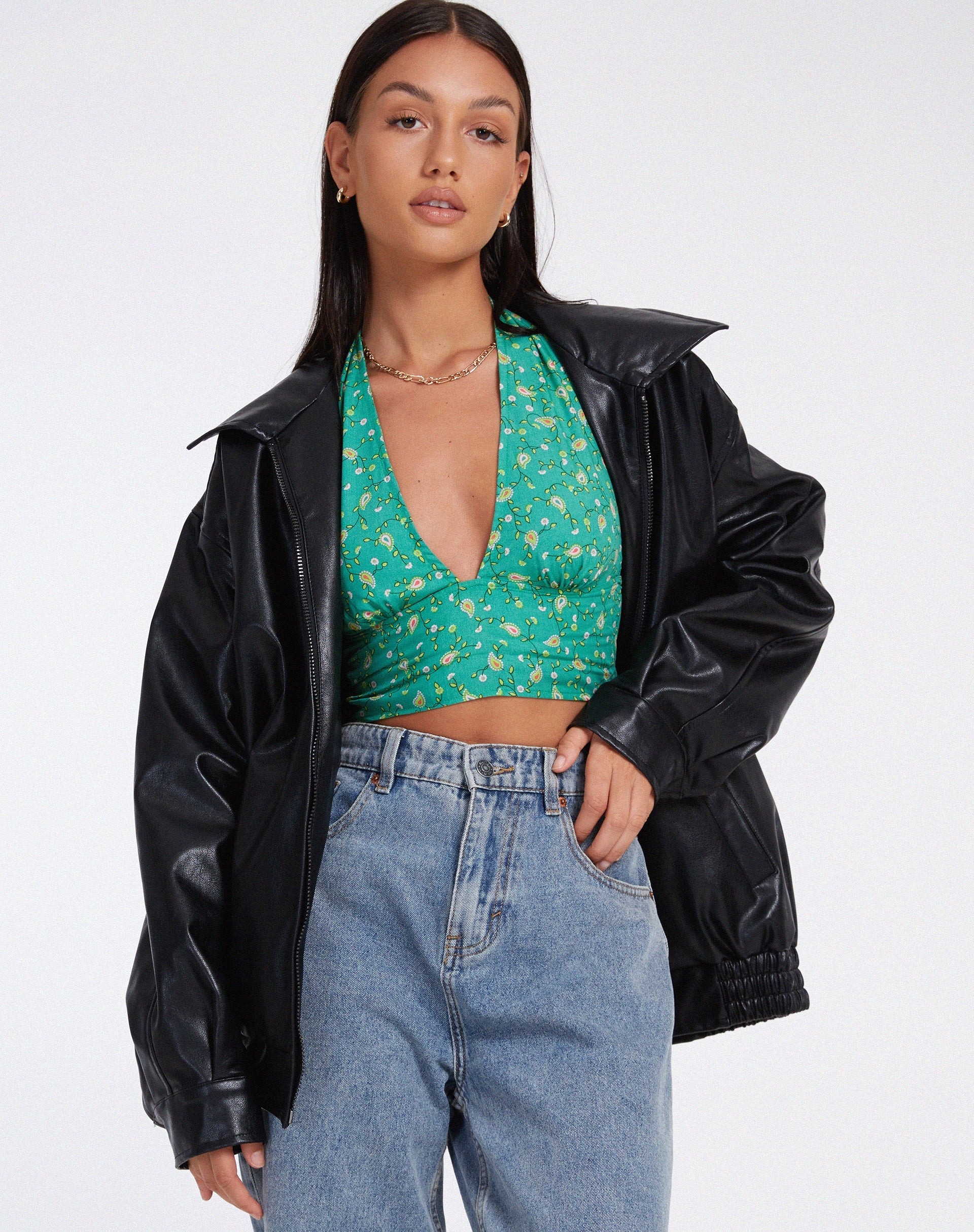 Nanda Crop Top in Paisley Fun Green - Image 4