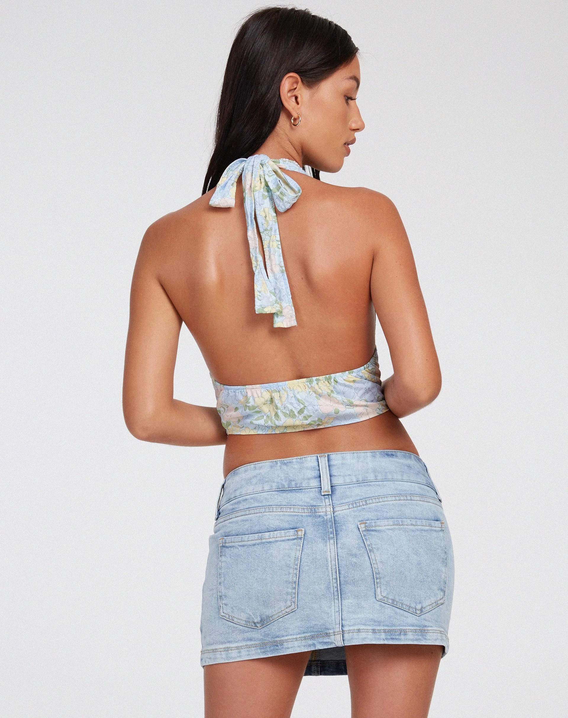 Nanda Crop Top in Washed Out Pastel Floral - Image 2