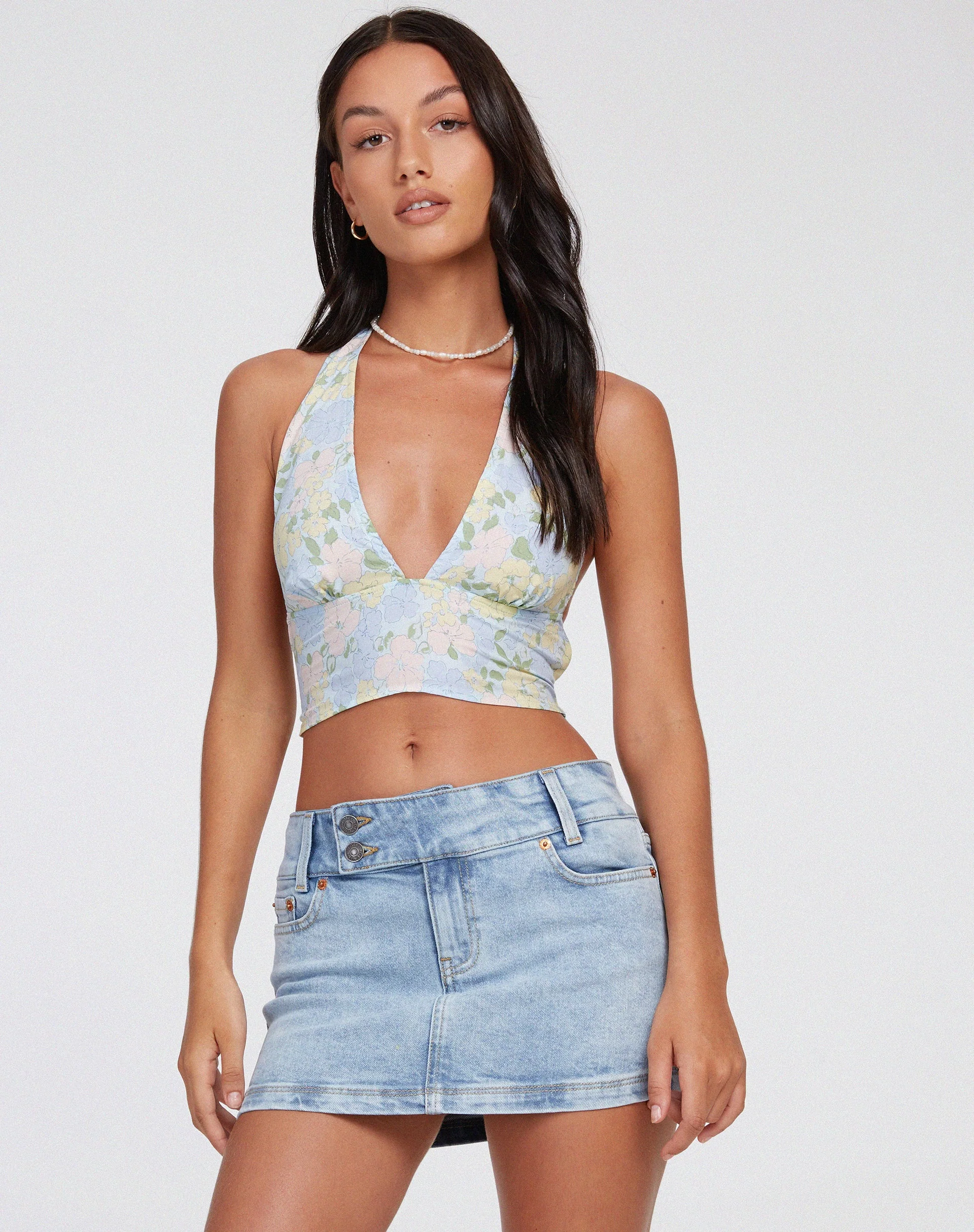 Nanda Crop Top in Washed Out Pastel Floral - Image 4